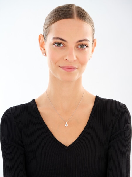 Rhodium Plated Silver Set with Cubic Zirconia