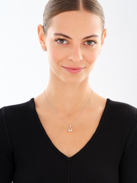 Rhodium Plated Silver Set with Cubic Zirconia