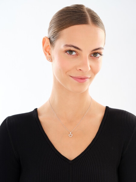 Rhodium Plated Silver Set with Cubic Zirconia