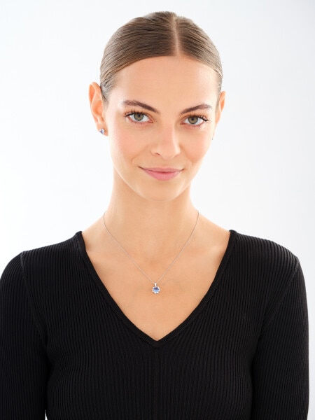 Rhodium Plated Silver Set with Cubic Zirconia