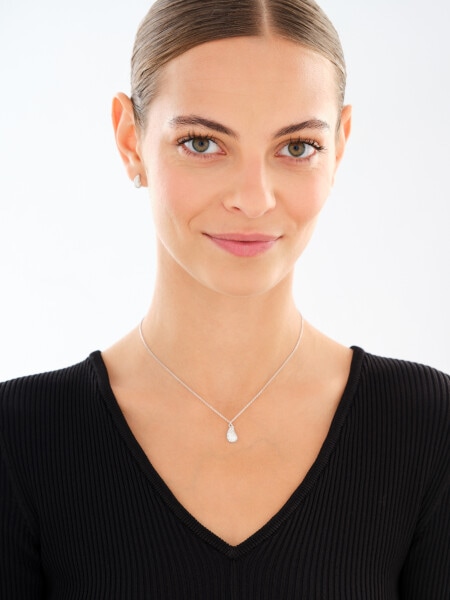Rhodium Plated Silver Set with Cubic Zirconia