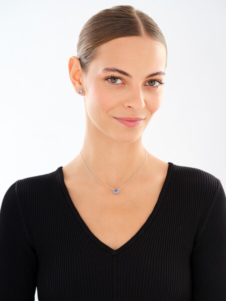 Rhodium Plated Silver Set with Cubic Zirconia