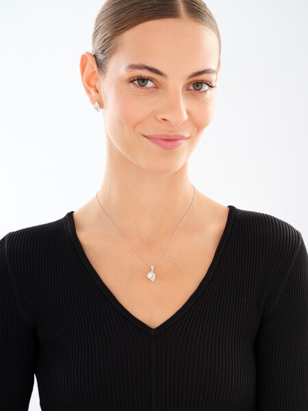 Rhodium Plated Silver Set with Cubic Zirconia