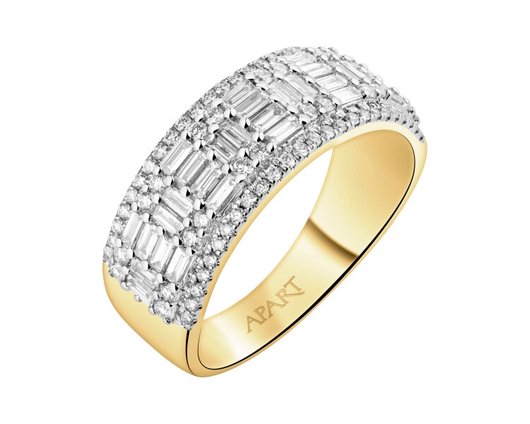 Pierścionek z żółtego złota z diamentami - 0,93 ct - próba 585