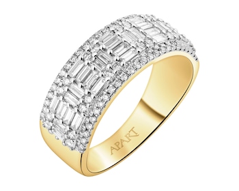 Pierścionek z żółtego złota z diamentami - 0,93 ct - próba 585