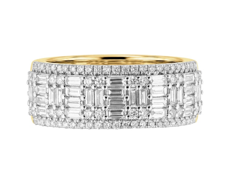 Pierścionek z żółtego złota z diamentami - 0,93 ct - próba 585