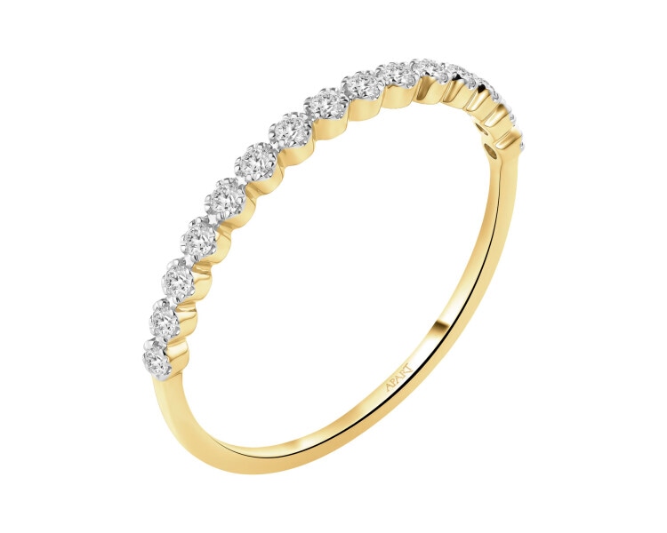 Pierścionek z żółtego złota z brylantami - 0,13 ct - próba 585