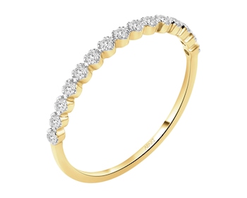 Pierścionek z żółtego złota z brylantami - 0,13 ct - próba 585
