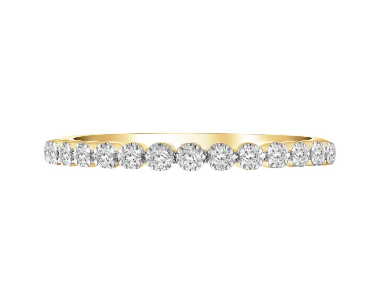 Pierścionek z żółtego złota z brylantami - 0,13 ct - próba 585