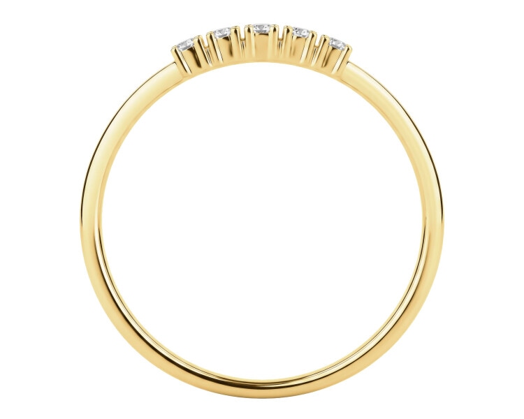 Pierścionek z żółtego złota z brylantami - 0,07 ct - próba 585