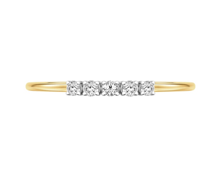 Pierścionek z żółtego złota z brylantami - 0,07 ct - próba 585