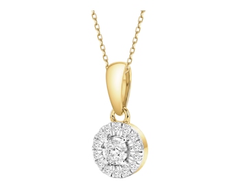 Zawieszka z żółtego i białego złota z brylantami - 0,15 ct - próba 585