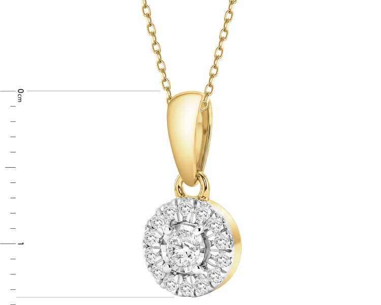 Zawieszka z żółtego i białego złota z brylantami - 0,15 ct - próba 585