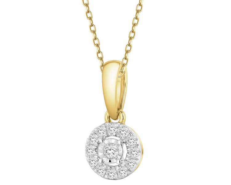 Zawieszka z żółtego i białego złota z brylantami - 0,06 ct - próba 585