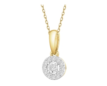 Zawieszka z żółtego i białego złota z brylantami - 0,06 ct - próba 585
