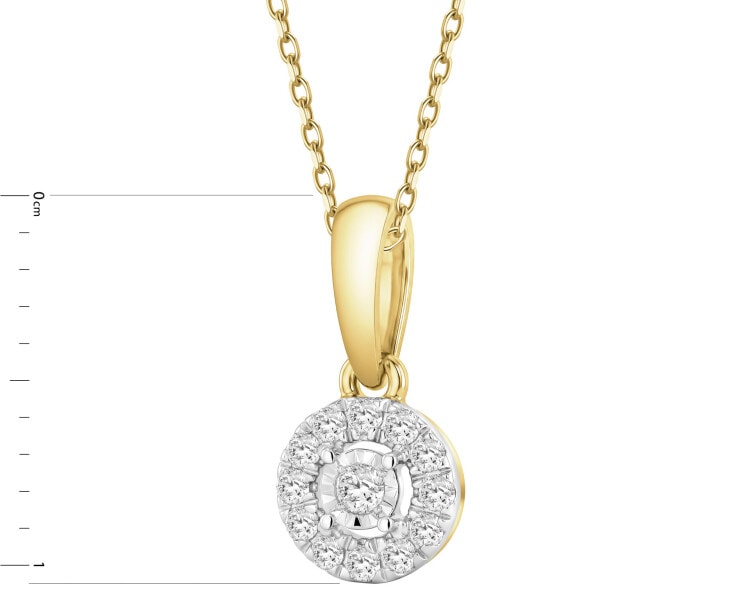 Zawieszka z żółtego i białego złota z brylantami - 0,06 ct - próba 585