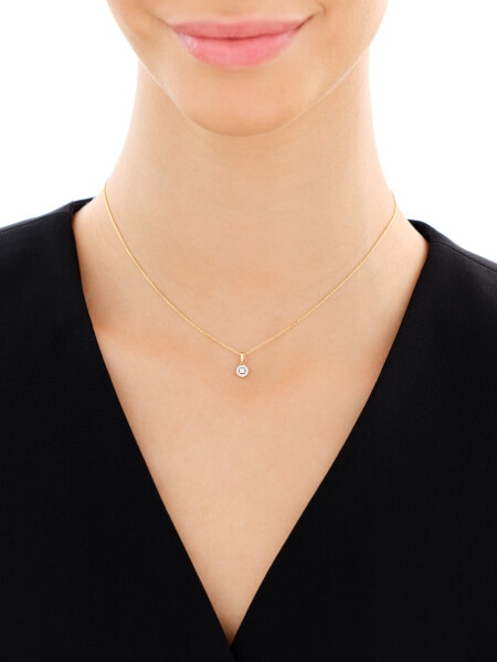 Zawieszka z żółtego i białego złota z brylantami - 0,06 ct - próba 585