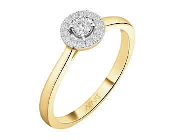 Pierścionek z żółtego i białego złota z brylantami - 0,15 ct - próba 585