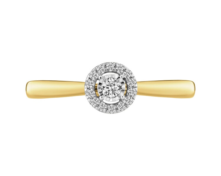 Pierścionek z żółtego i białego złota z brylantami - 0,15 ct - próba 585
