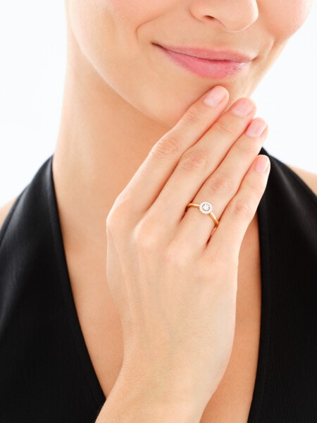 Pierścionek z żółtego i białego złota z brylantami - 0,15 ct - próba 585