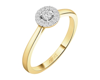 Pierścionek z żółtego i białego złota z brylantami - 0,11 ct - próba 585