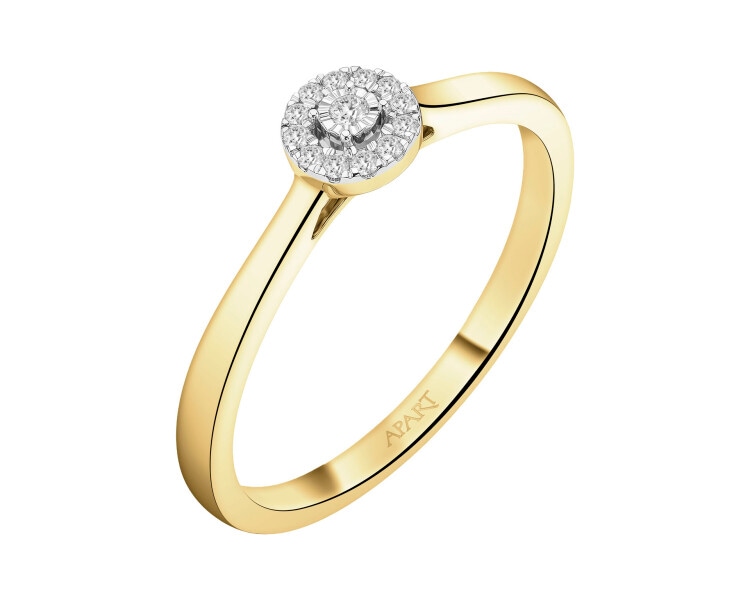 Pierścionek z żółtego i białego złota z brylantami - 0,05 ct - próba 585