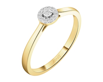 Pierścionek z żółtego i białego złota z brylantami - 0,05 ct - próba 585
