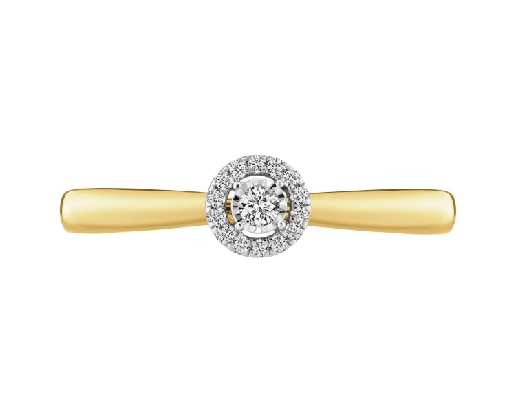 Pierścionek z żółtego i białego złota z brylantami - 0,05 ct - próba 585