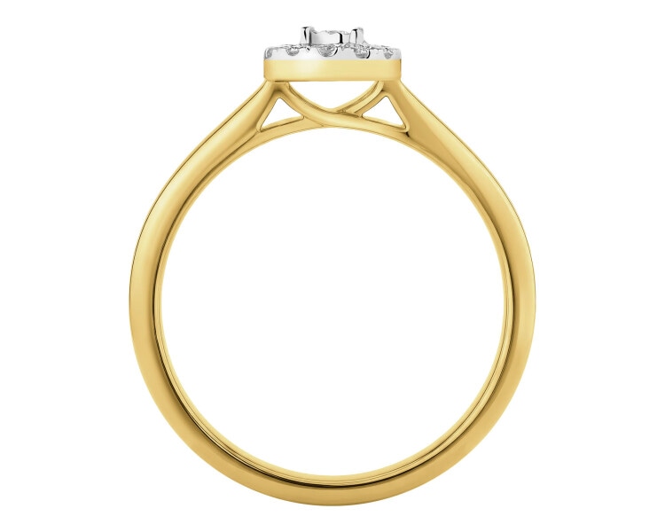 Pierścionek z żółtego i białego złota z brylantami - 0,05 ct - próba 585