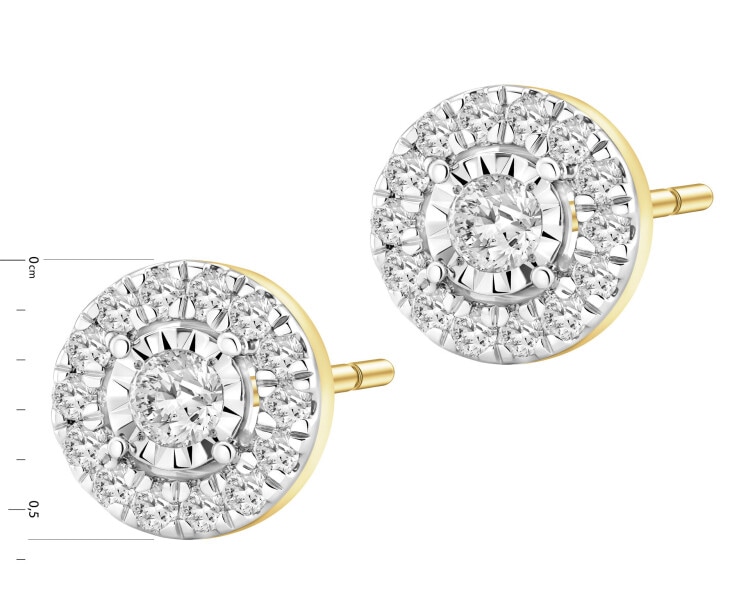 Kolczyki z żółtego i białego złota z brylantami - 0,16 ct - próba 585
