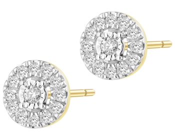 Kolczyki z żółtego i białego złota z brylantami - 0,11 ct - próba 585