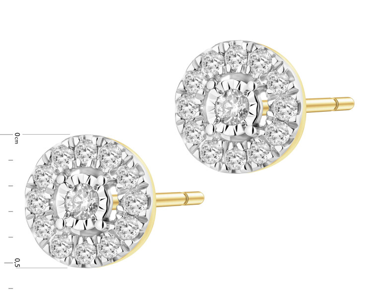 Kolczyki z żółtego i białego złota z brylantami - 0,11 ct - próba 585