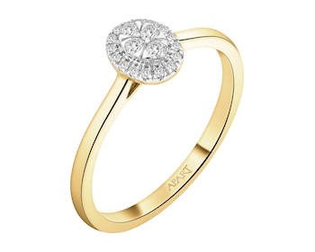 Pierścionek z żółtego złota z brylantami - 0,12 ct - próba 585