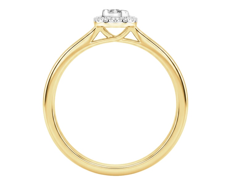 Pierścionek z żółtego złota z brylantami - 0,12 ct - próba 585