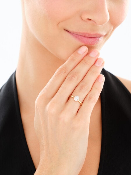 Pierścionek z żółtego złota z brylantami - 0,12 ct - próba 585