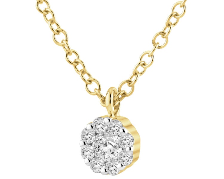 Naszyjnik z żółtego złota z brylantami - 0,05 ct - próba 585