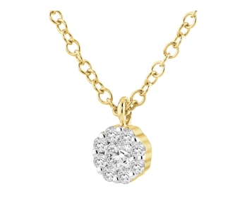 Naszyjnik z żółtego złota z brylantami - 0,05 ct - próba 585