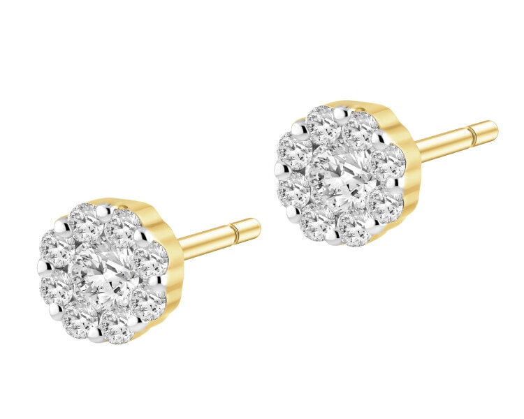 Kolczyki z żółtego złota z brylantami - 0,10 ct - próba 585