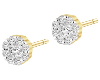 Kolczyki z żółtego złota z brylantami - 0,10 ct - próba 585