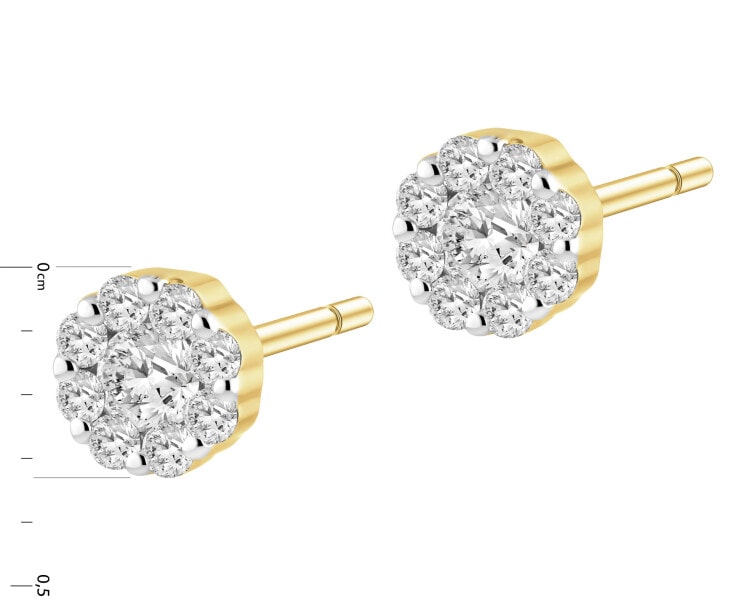 Kolczyki z żółtego złota z brylantami - 0,10 ct - próba 585