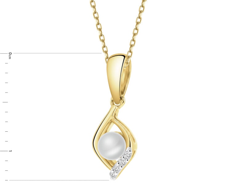 Zlatý přívěsek s diamanty a perlou - ryzost 585