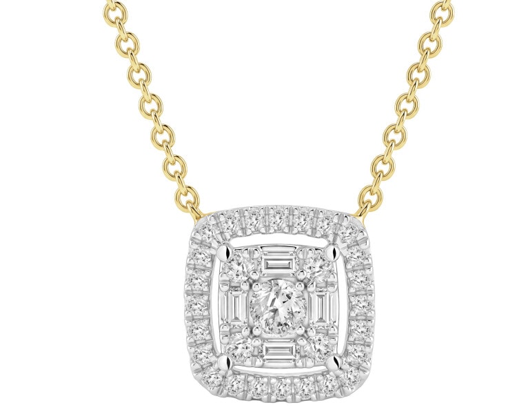 Naszyjnik z żółtego złota z diamentami - 0,20 ct - próba 585
