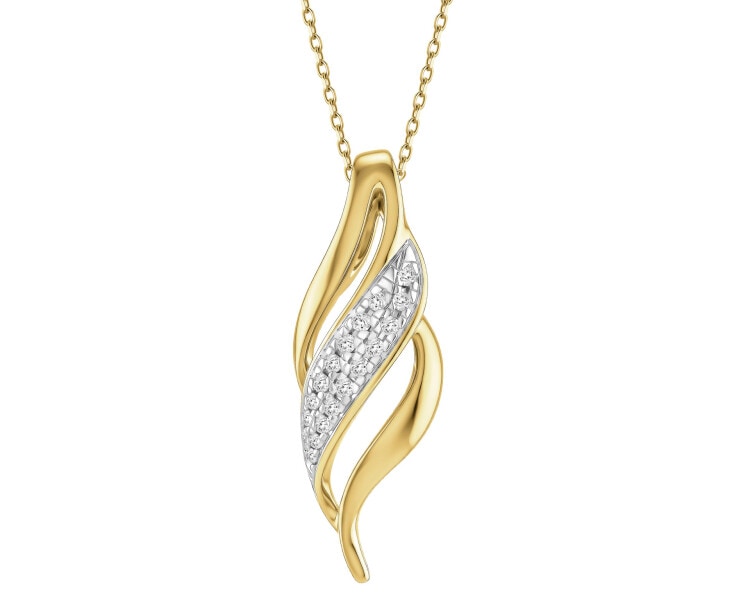Zawieszka z żółtego złota z diamentami - 0,04 ct - próba 585