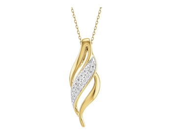 Zawieszka z żółtego złota z diamentami - 0,04 ct - próba 585