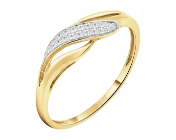 Pierścionek z żółtego złota z diamentami - 0,04 ct - próba 585
