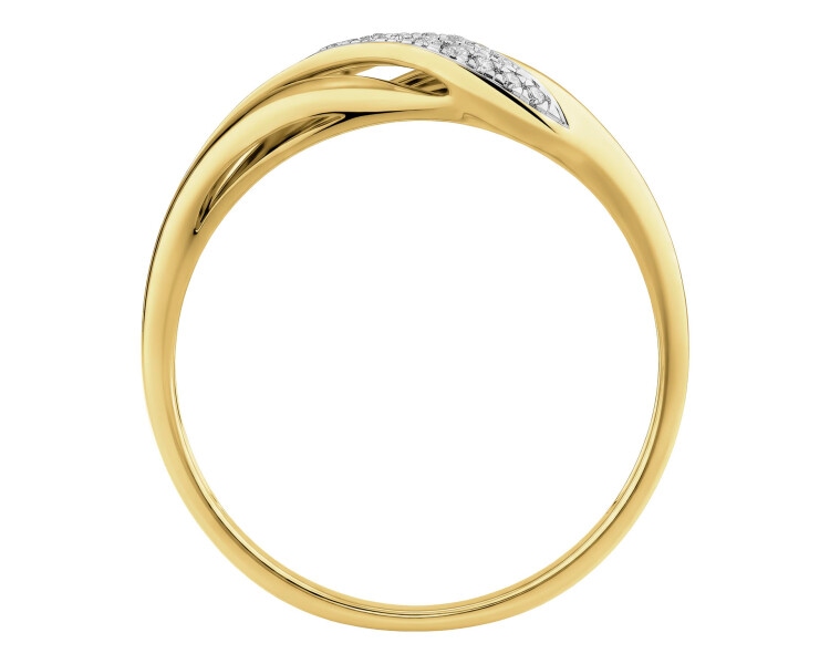 Pierścionek z żółtego złota z diamentami - 0,04 ct - próba 585
