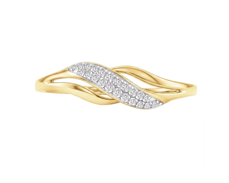 Pierścionek z żółtego złota z diamentami - 0,04 ct - próba 585