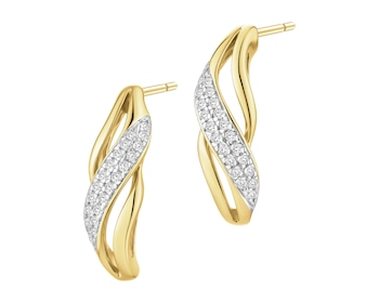 Kolczyki z żółtego złota z diamentami - 0,10 ct - próba 585