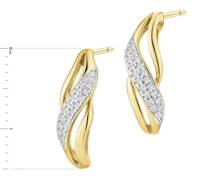 Kolczyki z żółtego złota z diamentami - 0,10 ct - próba 585
