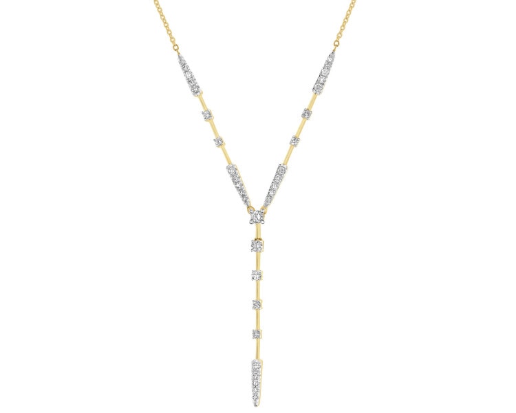 Naszyjnik z żółtego złota z diamentami - 0,25 ct - próba 585